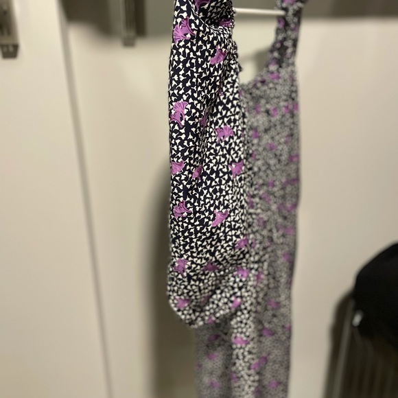 NWT Maje purple/black floral print linen dress M - Picture 4 of 6